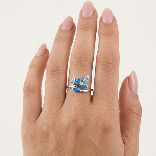 Branched blue opal ring