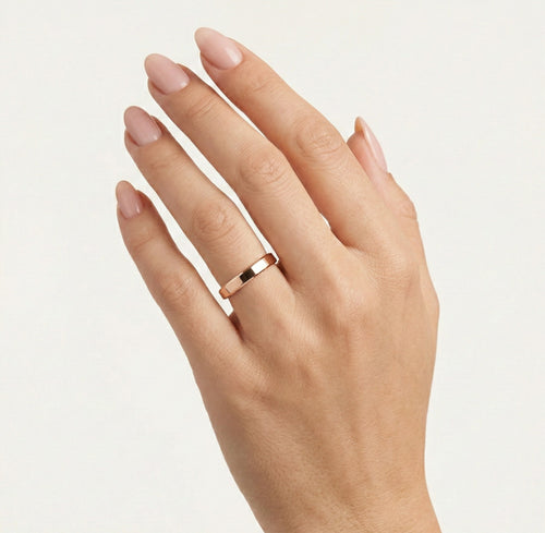 Elegantní 3 mm široký snubní prsten z růžového zlata