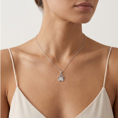 Silver pendant paw with cubic zirconia
