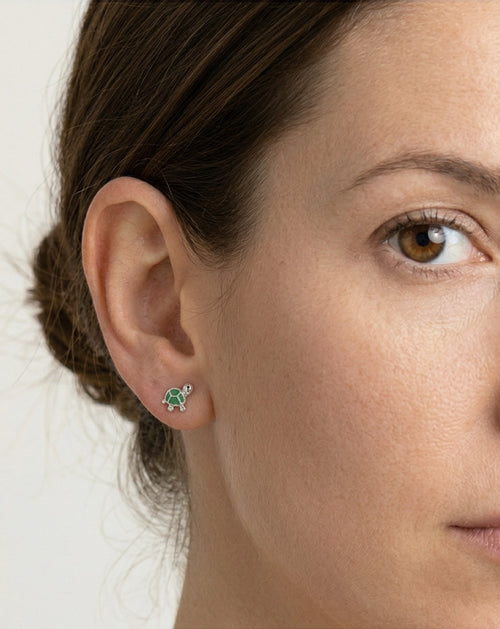 Sterling silver turtle stud earrings