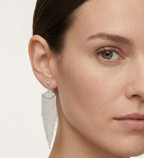 Simple sterling silver dangling earrings without stones