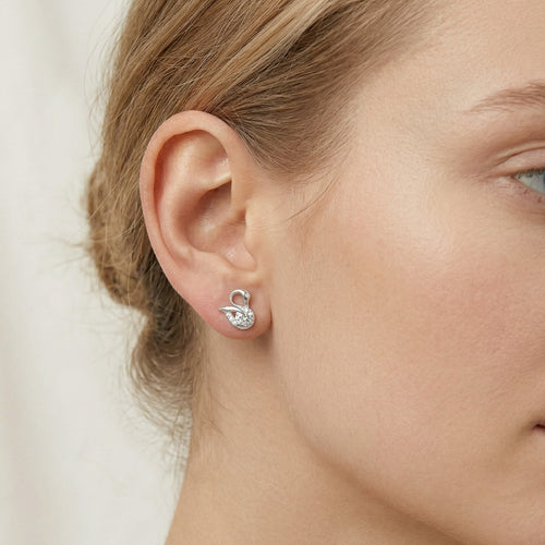 Silver swan stud earring