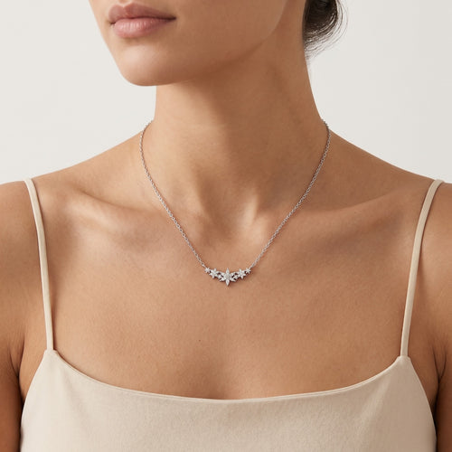 Silver necklace with graduated stars