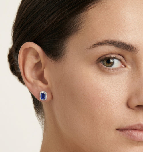 Royal white gold sapphire diamond earrings