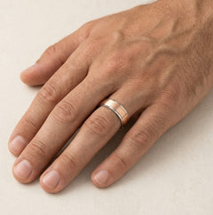 Alliance en or blanc et rose poli