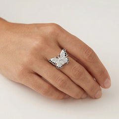 Sterling silver butterfly design enamel ring