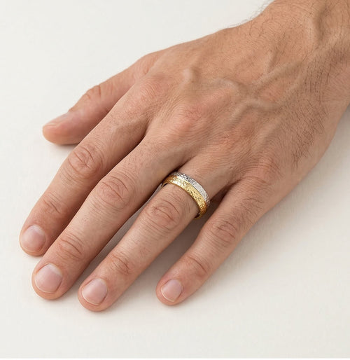 Elegant two tone gold wedding ring