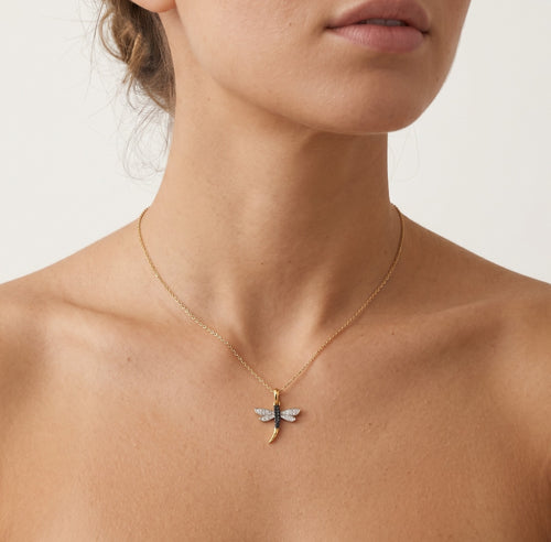 Libellen-Charm-Pendant aus Gelbgold