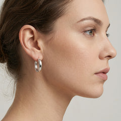 Simple white gold hoop earrings