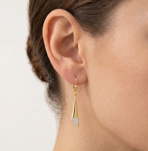 Gold dangling triangular earrings