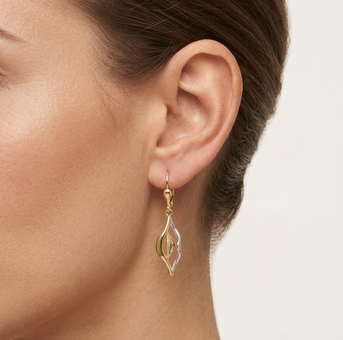 Tri-colour dangle earrings with unique shape
