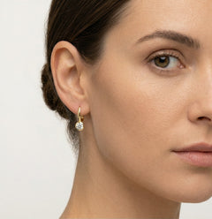 Bezel gold cubic zirconia earrings