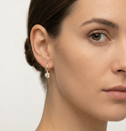 Bezel gold cubic zirconia earrings