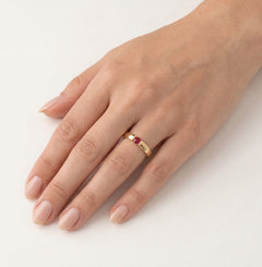 Rose gold ring with ruby
