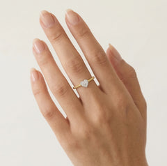 Charming heart gold ring with sparkling cubic zirconia