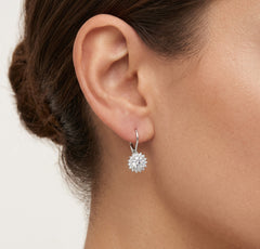 Halo sterling silver drop earrings with cubic zirconia