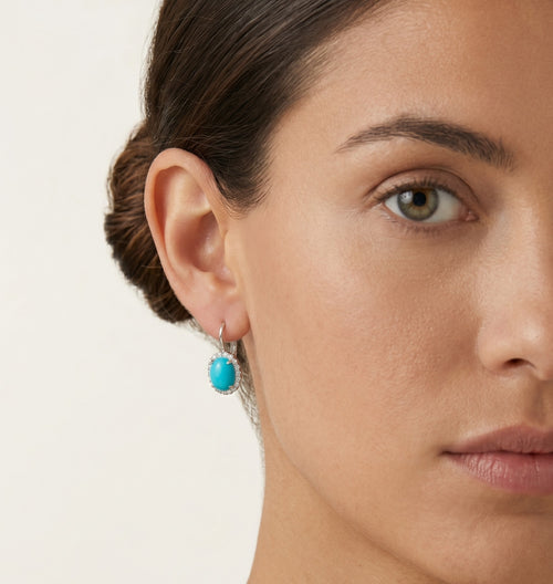 Royal drop earrings with turquoise cabochon