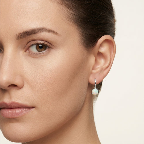Unique solitaire opal drop earrings for women