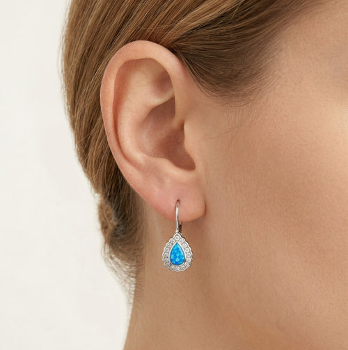 Náušnice modrý opál kapka