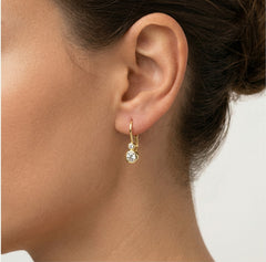 Bezel diamonds gold earrings