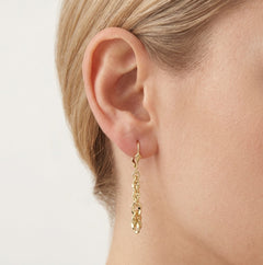 Broad brillo valis yellow gold dangling earrings