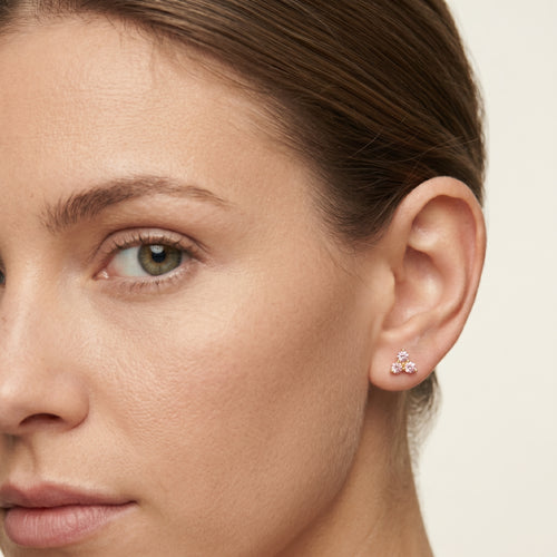 Pink cubic zirconia gold earrings
