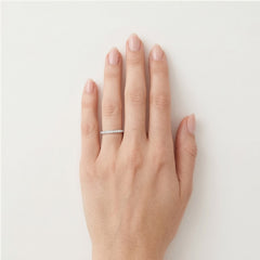 Thin white and yellow gold diamond line ring