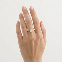 Simple white opal gold ring