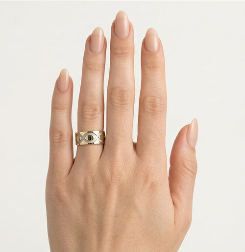 Alianza de boda única de oro blanco y amarillo