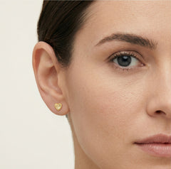 Yellow Gold diamond-cut heart post earrings
