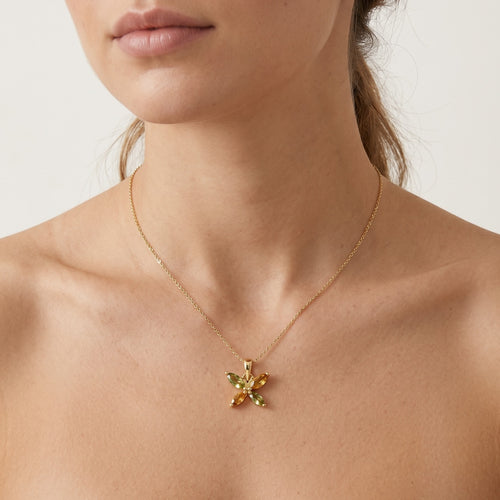 Nádherný dámský zlatý  přívěsek s citrínem a peridotem