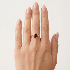 Lovely garnet oval fine step cut women ring