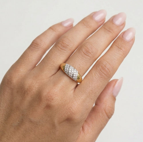 Bague en or bicolore avec zircon cubique