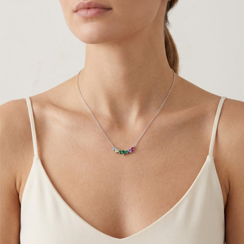 Stříbrný náhrdelník s barevnými drahokamy