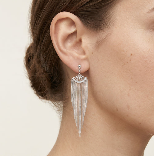 Pendientes colgantes de plata de ley con diseño sin piedra