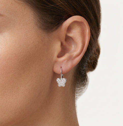 Silver drop earrings with butterfly