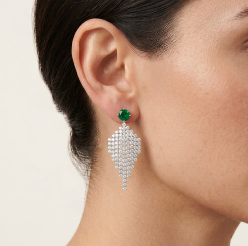 Sterling silver emerald drop earrings