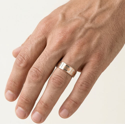 Roségold Ehering mit Rhodium-Quadraten