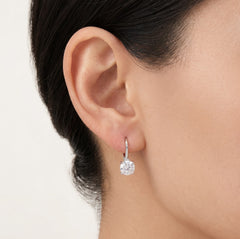 Silver drop earrings with round cubic zirconia