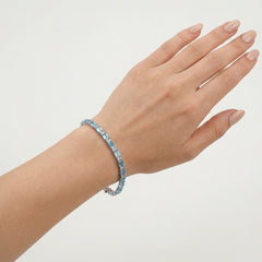 Pulsera tennis de plata con topacio y zirconias cúbicas