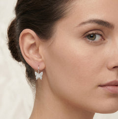 Silver drop earrings with butterfly