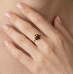 Detaillierte Krappenfassung Granat Ring