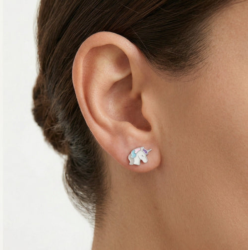 Stříbrné náušnice ve tvaru jednorožce