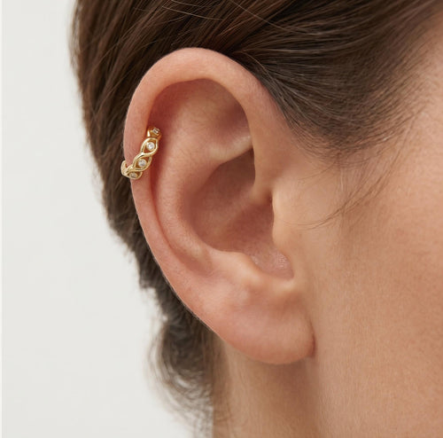 Goldener Damen-Earcuff mit Zirkonia-Akzent