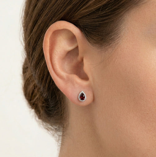 Pear garnet earrings