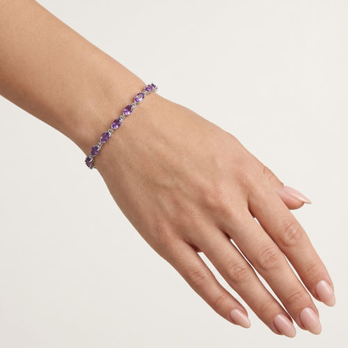 Pulsera tipo tenis con amatista