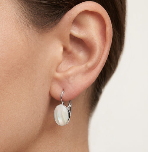 White gold mother pearl earrings