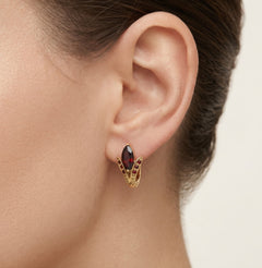 Majestic marquise garnet and gold beauty earrings