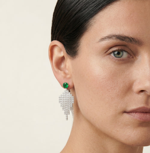 Sterling silver emerald drop earrings