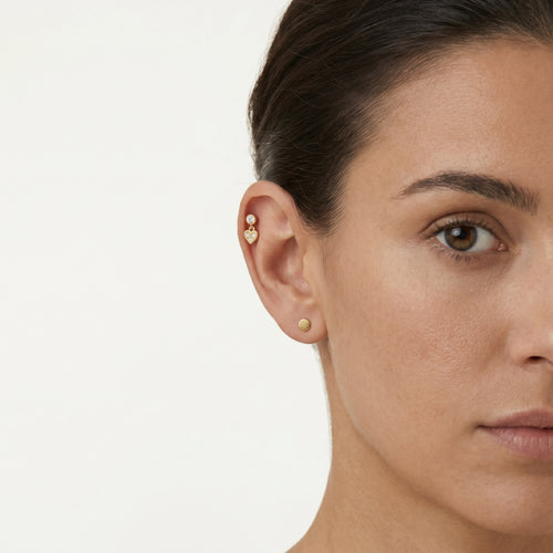 Chic cubic zirconia gold piercing with dangling heart